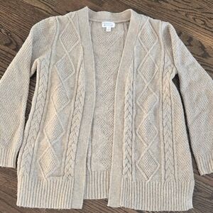 Market & Spruce Cable Knit Cardigan | Size S | Beige Open Front Sweater